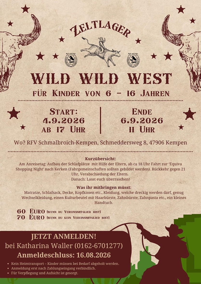 Wild Wild West beim Zeltlager 2026 – Abenteuer für kleine und große Cowboys und Cowgirls